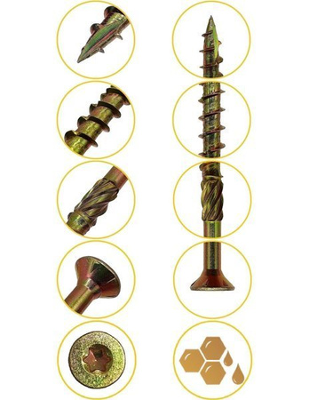 WKRĘTY CIESIELSKIE 4x45 TORX ŁEB STOŻKOWY 300szt