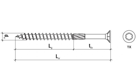 WKRĘTY CIESIELSKIE 6x80 TORX ŁEB STOŻKOWY 200szt
